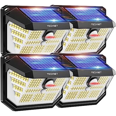 TECKNET Solarlampen für Außen, 【4 Stücke】 231 LED Solarlampen 300° (35 m²) Superhelle mit Bewegungsmelder 3 Modi IP65 Wasserdichte Wandleuchte für Wand Post Pathway Garten Garage TECKNET Solarlampen für Außen, 【4 Stücke】 231 LED Solarlampen 300° (35 m²) Superhelle mit Bewegungsmelder 3 Modi IP65 Wasserdichte Wandleuchte für Wand Post Pathway Garten Garage