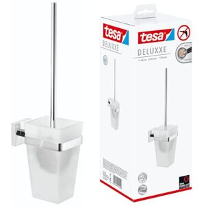 TESA DELUXXE Toilettenbürsten-Set, verchromt, mit satiniertem Glas zur Wandbefestigung ohne Bohren, inkl. leistungsstarker Klebelösung 98mm x 445mm x 138mm TESA DELUXXE Toilettenbürsten-Set, verchromt, mit satiniertem Glas zur Wandbefestigung ohne Bohren, inkl. leistungsstarker Klebelösung 98mm x 445mm x 138mm