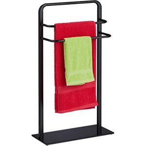 Relaxdays Handtuchständer, 3 Stangen, HBT: 79 x 45 x 20 cm, Badezimmer, Handtuchhalter stehend, Stahl & Glas, schwarz Relaxdays Handtuchständer, 3 Stangen, HBT: 79 x 45 x 20 cm, Badezimmer, Handtuchhalter stehend, Stahl & Glas, schwarz