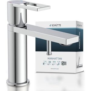 Schütte Waschtischarmatur MANHATTAN 33010, Wasserhahn Bad mit Ablaufgarnitur, Armatur Badezimmer, Einhebelmischer Badezimmer mit Pop Up Abflussstopfen, Mischbatterie Waschbecken, Chrom Schütte Waschtischarmatur MANHATTAN 33010, Wasserhahn Bad mit Ablaufgarnitur, Armatur Badezimmer, Einhebelmischer Badezimmer mit Pop Up Abflussstopfen, Mischbatterie Waschbecken, Chrom