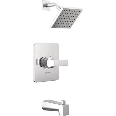DELTA Faucet Velum 14 Serie Einfunktions-Chrom-Wannen- und Duscharmatur-Set, Ventil-Verkleidungsset, Duschgriff, -Duschverkleidungsset, Duschset, Chrom T14437 (Ventil nicht im Lieferumfang DELTA Faucet Velum 14 Serie Einfunktions-Chrom-Wannen- und Duscharmatur-Set, Ventil-Verkleidungsset, Duschgriff, -Duschverkleidungsset, Duschset, Chrom T14437 (Ventil nicht im Lieferumfang