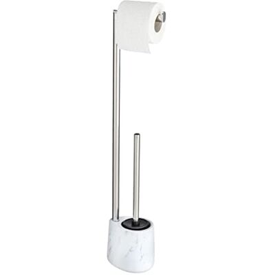 WENKO Stand WC-Garnitur Mod. Adrada freistehender Toilettenbürstenhalter Silikonbürste Toilettenpapierhalter in Marmor-Optik aus Keramik Edelstahl 13 x 72 x 9,5 cm Bürstenkopf Ø 7,5 cm Weiß Schwarz WENKO Stand WC-Garnitur Mod. Adrada freistehender Toilettenbürstenhalter Silikonbürste Toilettenpapierhalter in Marmor-Optik aus Keramik Edelstahl 13 x 72 x 9,5 cm Bürstenkopf Ø 7,5 cm Weiß Schwarz