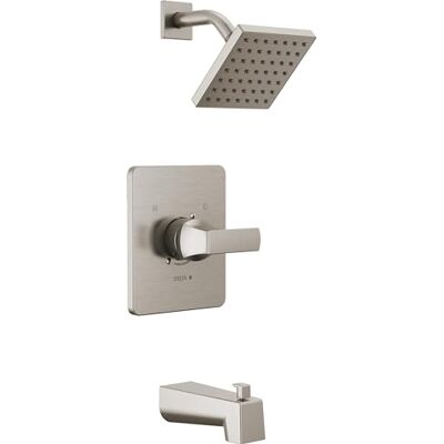 DELTA Faucet Velum 14 Serie Einfunktions-Wannen- und Duscharmatur-Set, gebürstetes Nickel, Ventilverkleidungsset, Duschgriff, -Duschverkleidungsset, Duschset, Edelstahl T14437-SS (Ventil nicht im DELTA Faucet Velum 14 Serie Einfunktions-Wannen- und Duscharmatur-Set, gebürstetes Nickel, Ventilverkleidungsset, Duschgriff, -Duschverkleidungsset, Duschset, Edelstahl T14437-SS (Ventil nicht im