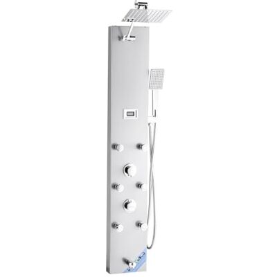 VEVOR Duschpaneel-Turmsystem mit Regenwasserfall-Duschkopf, (124 cm) Duschsäule aus gebürstetem Edelstahl, Regenmassagesystem zur Wandmontage, mit Handbrause & 6 kleiner Massagedüsen VEVOR Duschpaneel-Turmsystem mit Regenwasserfall-Duschkopf, (124 cm) Duschsäule aus gebürstetem Edelstahl, Regenmassagesystem zur Wandmontage, mit Handbrause & 6 kleiner Massagedüsen