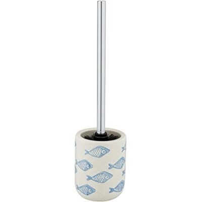 WENKO WC-Garnitur Mod. Aquamarin, hochwertiger Bürstenhalter aus edler Keramik in mattem Weiß mit Blauer, maritimer Szenerie, handbemalt, hygienische WC-Bürste, Ø 10 x 40 cm WENKO WC-Garnitur Mod. Aquamarin, hochwertiger Bürstenhalter aus edler Keramik in mattem Weiß mit Blauer, maritimer Szenerie, handbemalt, hygienische WC-Bürste, Ø 10 x 40 cm