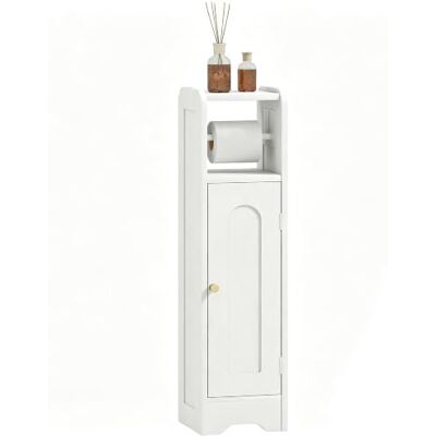 HOMCOM Kleiner Badschrank freistehend Toilettenpapierhalter Weiß Schlanker Badschrank, verstellbares Regal, für kleine Räume HOMCOM Kleiner Badschrank freistehend Toilettenpapierhalter Weiß Schlanker Badschrank, verstellbares Regal, für kleine Räume