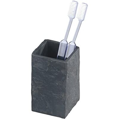 WENKO Zahnputzbecher Slate-Rock, Zahnbürstenhalter für das Badezimmer, Becher aus Kunststoff in Schiefer-Optik, 6 x 10,5 x 6 cm, Anthrazit WENKO Zahnputzbecher Slate-Rock, Zahnbürstenhalter für das Badezimmer, Becher aus Kunststoff in Schiefer-Optik, 6 x 10,5 x 6 cm, Anthrazit