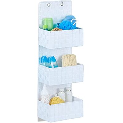 Relaxdays Hängeorganizer Stoff, Türorganizer mit 3 Aufbewahrungskörben, Wandorganizer Bad, PP, HBT: 75x25x15cm, weiß Relaxdays Hängeorganizer Stoff, Türorganizer mit 3 Aufbewahrungskörben, Wandorganizer Bad, PP, HBT: 75x25x15cm, weiß