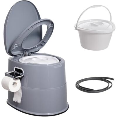 VEVOR Campingtoilette 500 x 467 x 400 mm Tragbare Reisetoilette aus PP Grau für Autofahrten & Wohnwagen, mit Handyablage, Toilettenpapierhalter & Antirutschstreifen, 136,1 kg Belastbare Nottoilette VEVOR Campingtoilette 500 x 467 x 400 mm Tragbare Reisetoilette aus PP Grau für Autofahrten & Wohnwagen, mit Handyablage, Toilettenpapierhalter & Antirutschstreifen, 136,1 kg Belastbare Nottoilette