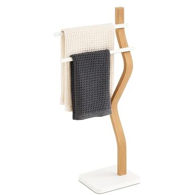 Relaxdays Handtuchständer, HxBxT: 86 x 37 x 18 cm, Metall, Holz, 2 Stangen, stehender Handtuchhalter, Bad, Farbauswahl Relaxdays Handtuchständer, HxBxT: 86 x 37 x 18 cm, Metall, Holz, 2 Stangen, stehender Handtuchhalter, Bad, Farbauswahl