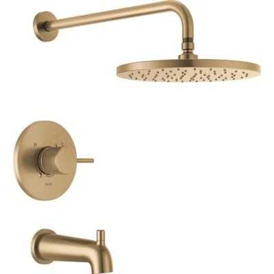 DELTA Faucet Modernes Raincan rundes Einzelfunktions-Wannen- und Duschverkleidungsset Gold, Wannenarmatur-Set, Regenduschkopf, Gold, -Duschset, Champagnerbronze T14469-CZ-PP (Ventil nicht im DELTA Faucet Modernes Raincan rundes Einzelfunktions-Wannen- und Duschverkleidungsset Gold, Wannenarmatur-Set, Regenduschkopf, Gold, -Duschset, Champagnerbronze T14469-CZ-PP (Ventil nicht im