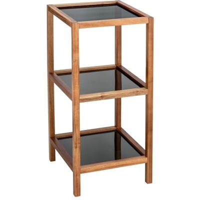 WENKO Bad- & Wohnregal Mod. Fondi, Regal aus massivem Akazienholz mit 3 Etagen, Glasböden in Schwarz, 36 x 79 x 36 cm WENKO Bad- & Wohnregal Mod. Fondi, Regal aus massivem Akazienholz mit 3 Etagen, Glasböden in Schwarz, 36 x 79 x 36 cm