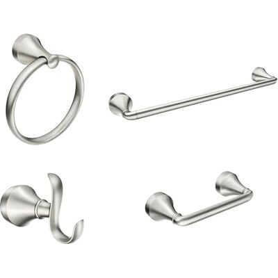 Moen Wellton Y1394BN Badezimmer-Zubehör-Kollektion, gebürstetes Nickel, 4-teilig, inkl. Handtuchring, Kleiderhaken, Handtuchstange und schwenkbarem Toilettenpapierhalter Moen Wellton Y1394BN Badezimmer-Zubehör-Kollektion, gebürstetes Nickel, 4-teilig, inkl. Handtuchring, Kleiderhaken, Handtuchstange und schwenkbarem Toilettenpapierhalter