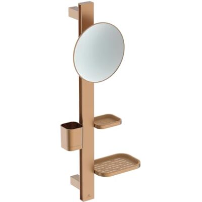 Ideal Standard Alu+ Beauty Bar, Accessoires-Kombination S, mit Ø 205 mm Kosmetikspiegel (3-Fach Vergrößerung) und verstellbaren Ablagen, aus 100% recyceltem Aluminium – Bronze (310.5x160x717 mm) Ideal Standard Alu+ Beauty Bar, Accessoires-Kombination S, mit Ø 205 mm Kosmetikspiegel (3-Fach Vergrößerung) und verstellbaren Ablagen, aus 100% recyceltem Aluminium – Bronze (310.5x160x717 mm)