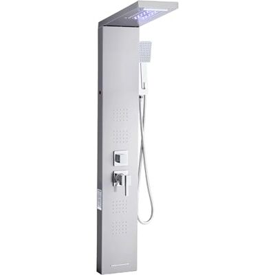 VEVOR Duschpaneel-Turmsystem (5 Modi) mit Regenwasserfall-Duschkopf & LED, (1345 mm) Duschsäule aus gebürstetem Edelstahl, Regenmassagesystem zur Wandmontage, mit Handbrause & 4 Körperbrausen VEVOR Duschpaneel-Turmsystem (5 Modi) mit Regenwasserfall-Duschkopf & LED, (1345 mm) Duschsäule aus gebürstetem Edelstahl, Regenmassagesystem zur Wandmontage, mit Handbrause & 4 Körperbrausen
