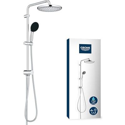 Grohe Vitalio 250, Duschset ohne Armatur, wassersparend, 8l pro Min (Regendusche für vorhandene Duscharmaturen, Duschkopf 2 Strahlarten, Duschstange 74cm, Duschsystem), rund, chrom, 26680001 Grohe Vitalio 250, Duschset ohne Armatur, wassersparend, 8l pro Min (Regendusche für vorhandene Duscharmaturen, Duschkopf 2 Strahlarten, Duschstange 74cm, Duschsystem), rund, chrom, 26680001