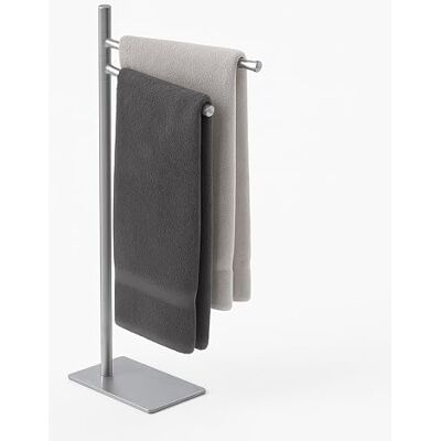 Relaxdays Handtuchständer, HxBxT: 78 x 33,5 x 14 cm, Edelstahl, 2 bewegliche Stangen, stehender Handtuchhalter, Silber Relaxdays Handtuchständer, HxBxT: 78 x 33,5 x 14 cm, Edelstahl, 2 bewegliche Stangen, stehender Handtuchhalter, Silber