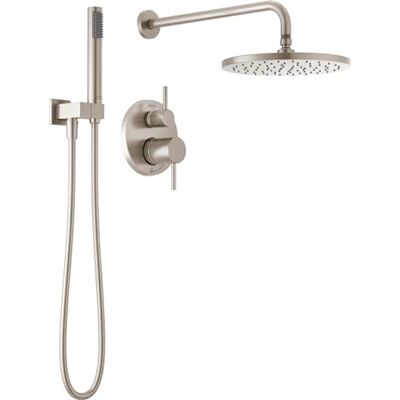 DELTA Modernes Regenduschsystem mit 2 Einstellungen, rundes Duschsystem inklusive Regenduschkopf und Handbrause aus gebürstetem Nickel, Regenduschsystem aus gebürstetem Nickel, Spotshield Edelstahl DELTA Modernes Regenduschsystem mit 2 Einstellungen, rundes Duschsystem inklusive Regenduschkopf und Handbrause aus gebürstetem Nickel, Regenduschsystem aus gebürstetem Nickel, Spotshield Edelstahl