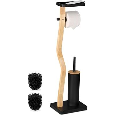Relaxdays Bambus WC-Bürste und Rollenhalter - Badezimmer Zubehör Relaxdays Bambus WC-Bürste und Rollenhalter - Badezimmer Zubehör