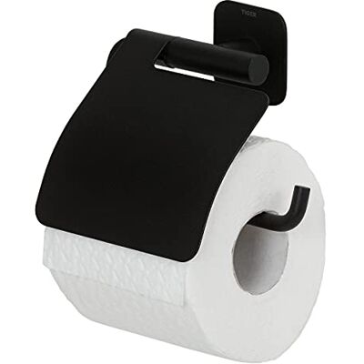 Tiger Colar Toilettenpapierhalter mit Deckel zum Kleben, Edelstahl, Schwarz pulverbeschichtet, mit integrierter Klebefolie zur Montage ohne Bohren 1314130746 14,6x13,3x3,5 cm Tiger Colar Toilettenpapierhalter mit Deckel zum Kleben, Edelstahl, Schwarz pulverbeschichtet, mit integrierter Klebefolie zur Montage ohne Bohren 1314130746 14,6x13,3x3,5 cm