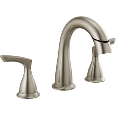 DELTA Broadmoor 20,3 cm Breitpread 2-Griff Badarmatur mit ausziehbarem Auslauf in SpotShield, Nickel gebürstet DELTA Broadmoor 20,3 cm Breitpread 2-Griff Badarmatur mit ausziehbarem Auslauf in SpotShield, Nickel gebürstet