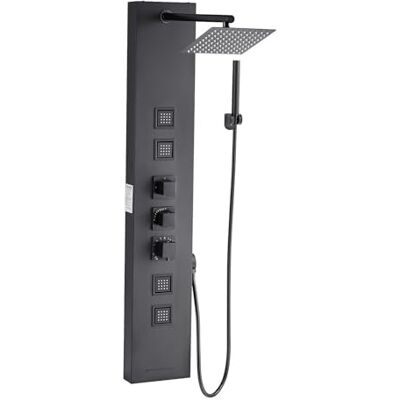 VEVOR Duschpaneel-Turmsystem (4 in 1) mit Regenwasserfall-Duschkopf, (124 cm) Duschsäule aus gebürstetem Edelstahl, Regenmassagesystem zur Wandmontage, mit Handbrause & 4 kleiner Massagedüsen VEVOR Duschpaneel-Turmsystem (4 in 1) mit Regenwasserfall-Duschkopf, (124 cm) Duschsäule aus gebürstetem Edelstahl, Regenmassagesystem zur Wandmontage, mit Handbrause & 4 kleiner Massagedüsen