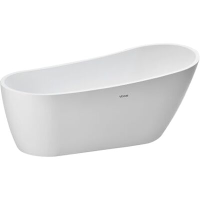 VEVOR Freistehende Badewanne Moderne Acryl Standbadewanne 170 x 74 x 70 cm Füllmenge 215 L Oval Design mit Überlauf & Abfluss in Chrom Poliert, für Heißes Bad Eisbad Dusche Spa im Badezimmer Weiß VEVOR Freistehende Badewanne Moderne Acryl Standbadewanne 170 x 74 x 70 cm Füllmenge 215 L Oval Design mit Überlauf & Abfluss in Chrom Poliert, für Heißes Bad Eisbad Dusche Spa im Badezimmer Weiß