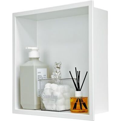 IKITRAEE Badezimmer-Wandnischenschrank Weiß 30x30x10 cm, wandmontiertes Waschbecken für Dusche Edelstahl-Aufbewahrungsablage, ideal für Shampoo & Duschgel IKITRAEE Badezimmer-Wandnischenschrank Weiß 30x30x10 cm, wandmontiertes Waschbecken für Dusche Edelstahl-Aufbewahrungsablage, ideal für Shampoo & Duschgel