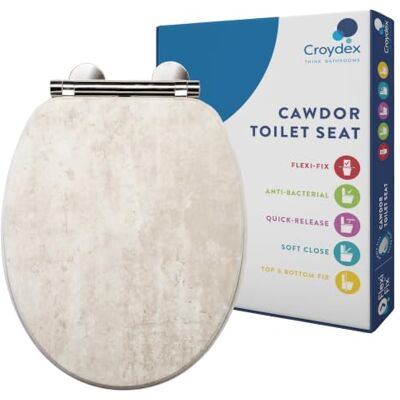 Croydex - WL611120H - Helles Beton - Flexi-Fix - Toilettensitz Croydex - WL611120H - Helles Beton - Flexi-Fix - Toilettensitz