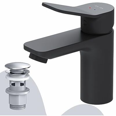 AM.PM X-Joy FXA82122 Wassersparende Einhebel-Waschtischarmatur, kratzfester Wasserhahn, leicht zu reinigen, mit Klick- Ablaufgarnitur, Auslaufhöhe 79mm, Schwarz matt AM.PM X-Joy FXA82122 Wassersparende Einhebel-Waschtischarmatur, kratzfester Wasserhahn, leicht zu reinigen, mit Klick- Ablaufgarnitur, Auslaufhöhe 79mm, Schwarz matt