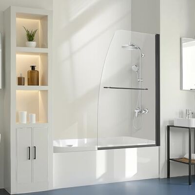 VEVOR rahmenlose Badewannen Duschtür (864 x 1397 mm/B x H) halbe platzsparende Duschtür für Badewanne, Tür aus gehärtetem Glas, Duschglastür (6 mm Glasdicke), Schwarz VEVOR rahmenlose Badewannen Duschtür (864 x 1397 mm/B x H) halbe platzsparende Duschtür für Badewanne, Tür aus gehärtetem Glas, Duschglastür (6 mm Glasdicke), Schwarz