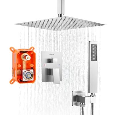 VEVOR Duscharmatur Regenduschsystem für Badezimmer Duschsystem mit 305 mm quadratischem Regenduschkopf & Handbrause, Deckenmontage Badezimmerarmaturen mit Messingventil & Zierset, gebürstetes Nickel VEVOR Duscharmatur Regenduschsystem für Badezimmer Duschsystem mit 305 mm quadratischem Regenduschkopf & Handbrause, Deckenmontage Badezimmerarmaturen mit Messingventil & Zierset, gebürstetes Nickel
