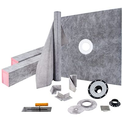 VEVOR Duschabdichtung Set, 1219,2 x 1219,2 mm, Badabdichtung Set mit ABS-Mittelflansch, 10 cm Edelstahlgitter, 2 zuschneidbare Duschschwellen & Kelle, Duschwannen-Gefällestäbe passend für Badewanne VEVOR Duschabdichtung Set, 1219,2 x 1219,2 mm, Badabdichtung Set mit ABS-Mittelflansch, 10 cm Edelstahlgitter, 2 zuschneidbare Duschschwellen & Kelle, Duschwannen-Gefällestäbe passend für Badewanne