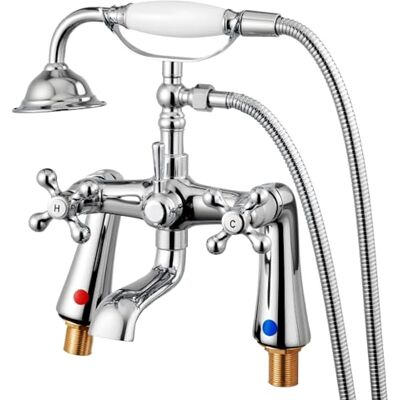 VEVOR Badewannenarmatur mit Klauenfuß mit Handbrause (Telefonstil), Vintage Badewannenarmatur mit 1,5 m Schlauch & 360°-Drehauslauf, Wasserhahn Duschset Wannenfüll-Set Chrom poliert VEVOR Badewannenarmatur mit Klauenfuß mit Handbrause (Telefonstil), Vintage Badewannenarmatur mit 1,5 m Schlauch & 360°-Drehauslauf, Wasserhahn Duschset Wannenfüll-Set Chrom poliert