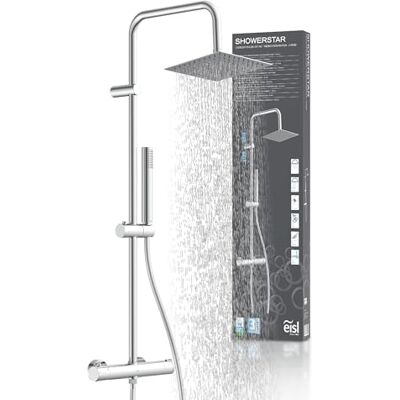 EISL SHOWERSTAR Duschset, Regendusche mit Thermostat Duschsystem mit Armatur 2 in 1 mit großer Edelstahl Regendusche (200 x 200 mm) und Handbrause, Duscharmatur mit Thermostat EISL SHOWERSTAR Duschset, Regendusche mit Thermostat Duschsystem mit Armatur 2 in 1 mit großer Edelstahl Regendusche (200 x 200 mm) und Handbrause, Duscharmatur mit Thermostat