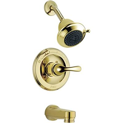 DELTA Faucet T13420-PBSHCPD Classic MonitorR 13 Serie Badewannen- und Duschgarnitur, Messing poliert DELTA Faucet T13420-PBSHCPD Classic MonitorR 13 Serie Badewannen- und Duschgarnitur, Messing poliert