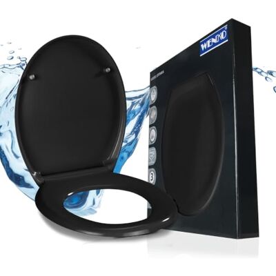 WENKO Toilettendeckel mit Absenkautomatik, oval, belastbar bis 150 kg, abnehmbarer WC Sitz, Klodeckel aus antibakteriellem, stabilem Duroplast, einfache Montage, Mod. Ottana, dunkelgrau WENKO Toilettendeckel mit Absenkautomatik, oval, belastbar bis 150 kg, abnehmbarer WC Sitz, Klodeckel aus antibakteriellem, stabilem Duroplast, einfache Montage, Mod. Ottana, dunkelgrau