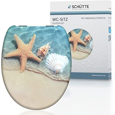 Schütte WC-Sitz BEACH mit Absenkautomatik aus Duroplast, hochwertiger Toilettendeckel mit 175kg Belastbarkeit, Toilettensitz mit Brille, Klodeckel für WC, Klobrille mit Motiv Schütte WC-Sitz BEACH mit Absenkautomatik aus Duroplast, hochwertiger Toilettendeckel mit 175kg Belastbarkeit, Toilettensitz mit Brille, Klodeckel für WC, Klobrille mit Motiv
