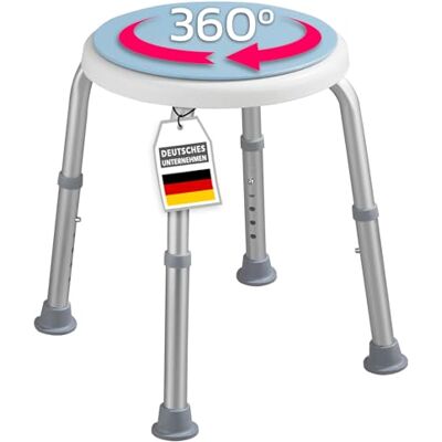 KARAT Duschhocker 360° drehbarer Duschstuhl belastbar bis 150kg, höhenverstellbar mit rutschhemmenden Gummifüßen Badhocker, Duschsitz KARAT Duschhocker 360° drehbarer Duschstuhl belastbar bis 150kg, höhenverstellbar mit rutschhemmenden Gummifüßen Badhocker, Duschsitz