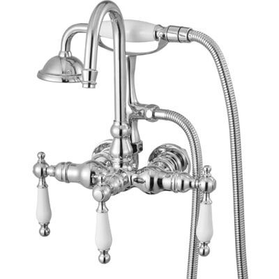 VEVOR Badewannenarmatur mit Klauenfuß zur Wandmontage mit Handbrause, Vintage Badewannenarmatur mit 1,5 m Schlauch & Schwanenhalsauslauf, Wasserhahn Duschset Wannenfüll-Set poliertes Chrom VEVOR Badewannenarmatur mit Klauenfuß zur Wandmontage mit Handbrause, Vintage Badewannenarmatur mit 1,5 m Schlauch & Schwanenhalsauslauf, Wasserhahn Duschset Wannenfüll-Set poliertes Chrom