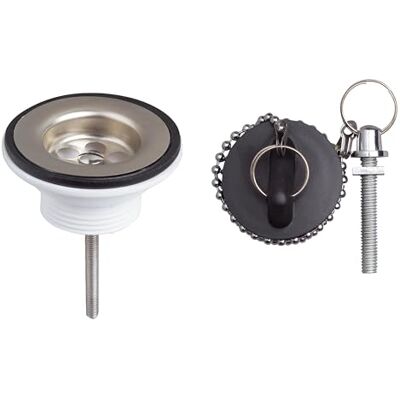 Wirquin 30723119 Ablaufgarnitur für Waschbecken, Kunststoff, mit Stöpsel Kette 25 cm mit Ring, wasserdicht, einfache Installation, pflegeleicht, verchromt Wirquin 30723119 Ablaufgarnitur für Waschbecken, Kunststoff, mit Stöpsel Kette 25 cm mit Ring, wasserdicht, einfache Installation, pflegeleicht, verchromt