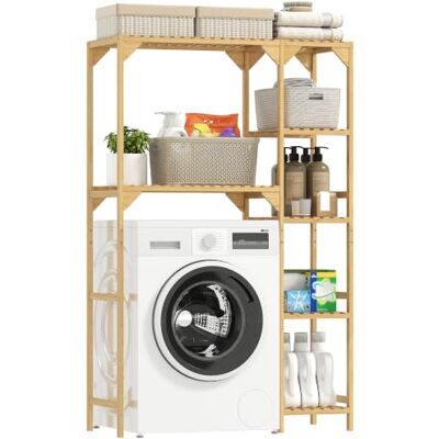 HOMCOM Waschmaschinenregal mit 7 Ebenen, Umkehrbaren Ablagen, Bambus Natur Badezimmerregal, Regal über Waschmaschine & Toilette, Bad, Waschküche HOMCOM Waschmaschinenregal mit 7 Ebenen, Umkehrbaren Ablagen, Bambus Natur Badezimmerregal, Regal über Waschmaschine & Toilette, Bad, Waschküche