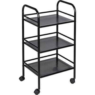 WENKO Badwagen mit 3 Etagen, Beistellwagen mit Rollen, aus lackiertem Stahl, 41 x 75 x 32 cm, Schwarz WENKO Badwagen mit 3 Etagen, Beistellwagen mit Rollen, aus lackiertem Stahl, 41 x 75 x 32 cm, Schwarz
