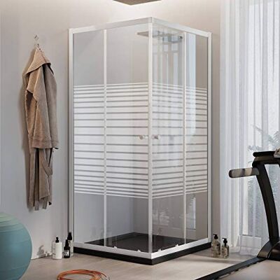 Idralite Quadratisch Duschkabine Weiß 90x90 cm H185 mit Milchglas Streifen Mod. Blanc Idralite Quadratisch Duschkabine Weiß 90x90 cm H185 mit Milchglas Streifen Mod. Blanc