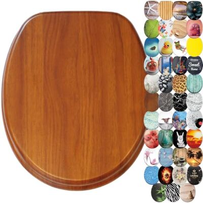 Sanilo WC Sitz mit Absenkautomatik & Quick-Release aus Holz, Mahagoni Toilettendeckel mit Soft-Close & Schnellverschluss, per Knopfdruck abnehmbar, einfache Montage von oben inkl. Schraubendreher Sanilo WC Sitz mit Absenkautomatik & Quick-Release aus Holz, Mahagoni Toilettendeckel mit Soft-Close & Schnellverschluss, per Knopfdruck abnehmbar, einfache Montage von oben inkl. Schraubendreher