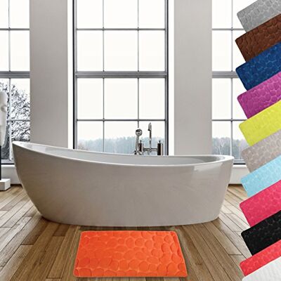 MSV – Mikrofaser-Badematte „Pebble“ – Erhöhte Sicherheit – rutschfeste Unterseite – Für Badezimmer – Zielgruppe: Kinder und Senioren – 40 x 60 cm – Orange MSV – Mikrofaser-Badematte „Pebble“ – Erhöhte Sicherheit – rutschfeste Unterseite – Für Badezimmer – Zielgruppe: Kinder und Senioren – 40 x 60 cm – Orange
