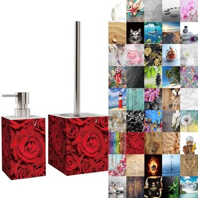 Sanilo Badezimmer Set, Seifenspender und WC Bürste mit Motiv, große Auswahl, Klobürste ohne Bohren, schöne Designs (Rosen) Sanilo Badezimmer Set, Seifenspender und WC Bürste mit Motiv, große Auswahl, Klobürste ohne Bohren, schöne Designs (Rosen)