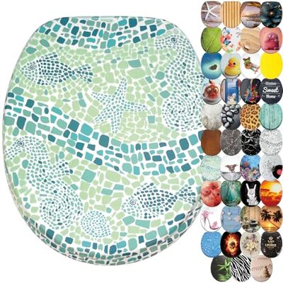 Sanilo WC Sitz mit Absenkautomatik, einfache Montage, Mosaic World Green Toilettendeckel mit Soft-Close, hochwertige Oberfläche und stabile Scharniere, inkl. Montagematerial und Videoanleitung Sanilo WC Sitz mit Absenkautomatik, einfache Montage, Mosaic World Green Toilettendeckel mit Soft-Close, hochwertige Oberfläche und stabile Scharniere, inkl. Montagematerial und Videoanleitung