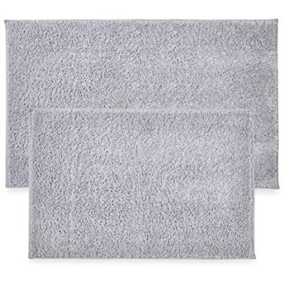 Penguin Home rutschfeste Mikrofaser Plüsch getuftete ultraweiche Badematte 2er Set graue saugfähig mit Latexrückseite für Duschen,1400GSM Größe Klein 43x61cm/Groß-51x86cm Penguin Home rutschfeste Mikrofaser Plüsch getuftete ultraweiche Badematte 2er Set graue saugfähig mit Latexrückseite für Duschen,1400GSM Größe Klein 43x61cm/Groß-51x86cm