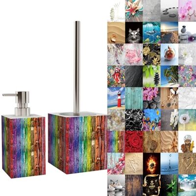 Sanilo Badezimmer Set, Seifenspender und WC Bürste mit Motiv, große Auswahl, Klobürste ohne Bohren, schöne Designs (Rainbow) Sanilo Badezimmer Set, Seifenspender und WC Bürste mit Motiv, große Auswahl, Klobürste ohne Bohren, schöne Designs (Rainbow)